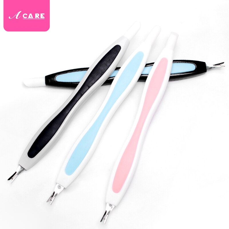 2 pçs empurrador de cutícula rosa macio manicure vara de borracha pressão caneta haste dead skin fork peeling faca trimmer removedor de unhas