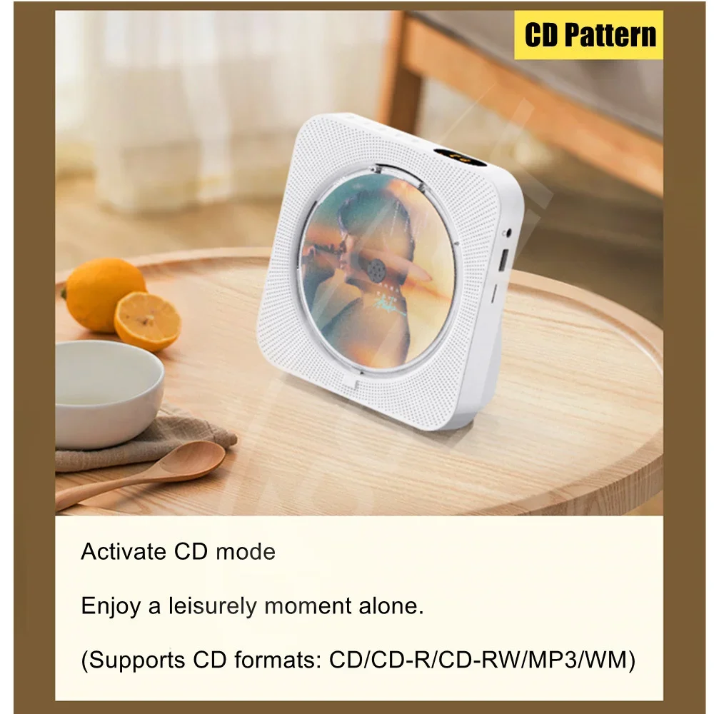 Woopker CD Player KC-718 Portable Multifunction CD VCD Stereo DVD Player Support CD/Bluetooth Speaker/FM Radio/USB Drive