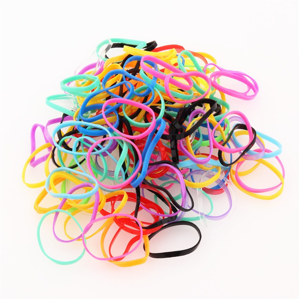 901 Pink Rubber Band Elastic Rope Women Girls child Tie Hair Styling Tools Students School Supplies: multicolour