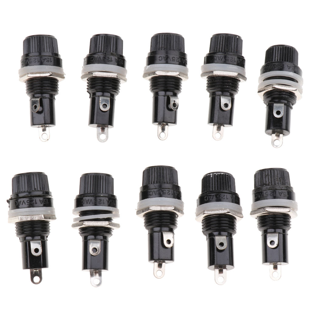 10 Pieces AC 125V 15Amp / 250V 10Amp PCB Panel Fuse Holder For 5 X 20mm Glass Fuses