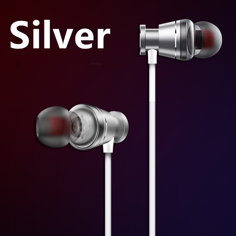 3.5Mm Bedrade Koptelefoon Deep Bass Stereo Oordopjes Sport In-Ear Oordopjes Oordopjes Met Mic Oortelefoon Voor Iphone Xiaomi huawei Casque: Zilver