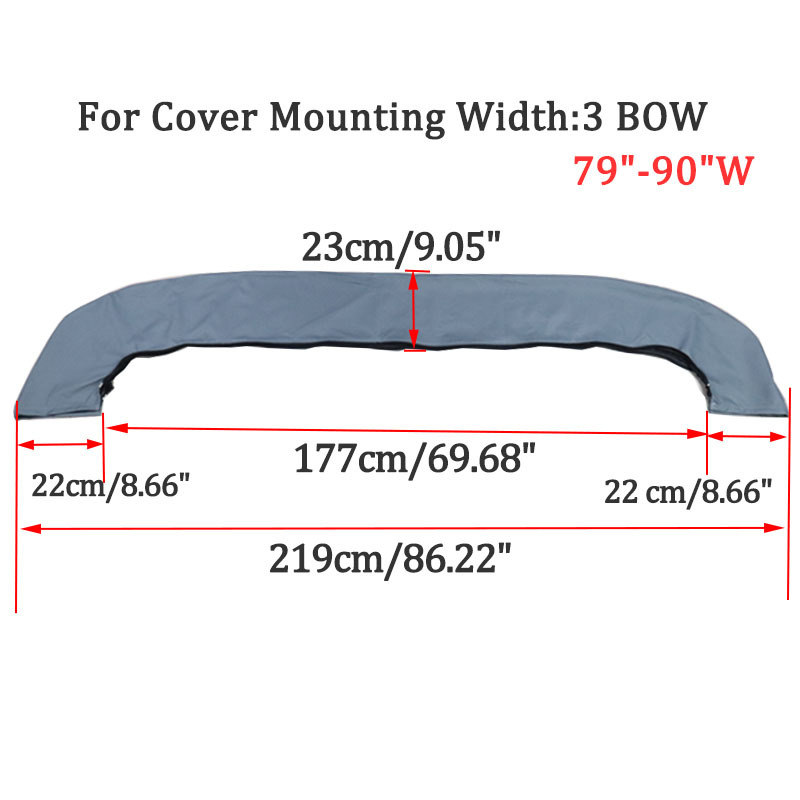 600D 3 Bow Bimini Top Boot Cover No Frame Waterproof Yacht Boat Cover With Zipper Anti UV Dustproof Cover Marine Accessories: Red