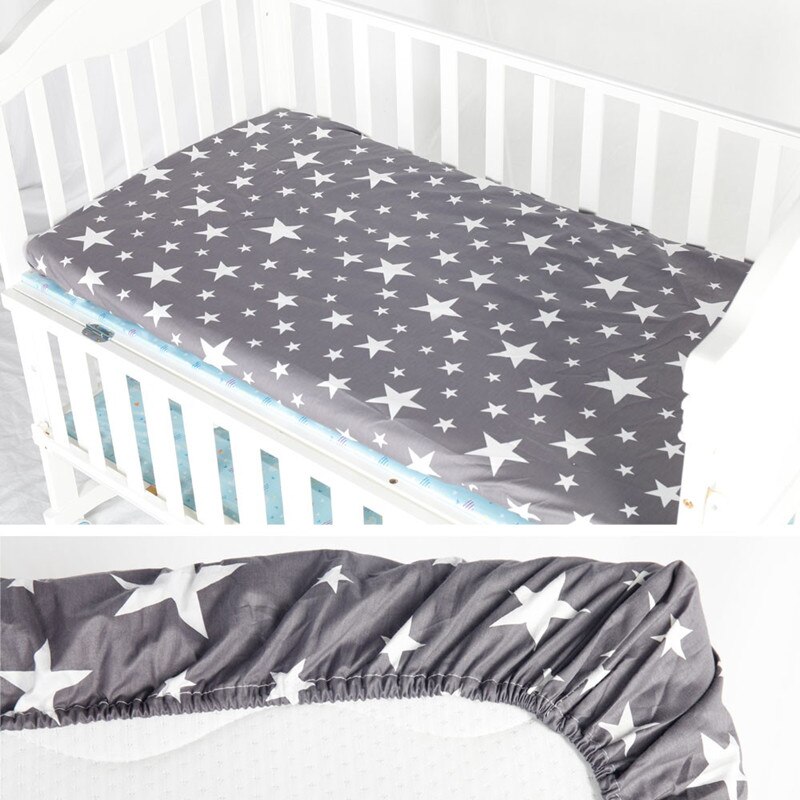 Baby seng krybbe lag madrasbetræk 100%  bomuld tremmeseng monteret lagen blød baby seng madras cover beskytter tegneserie nyfødt sengetøj