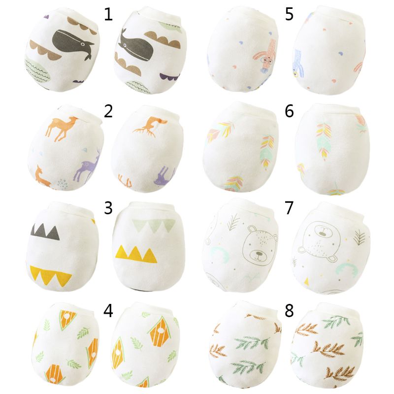 2 paires de gants anti-rayures en coton doux pour bébé, motif dessin animé, protection du visage pour nouveau-né, mitaines anti-rayures, protège-mains pour bébé