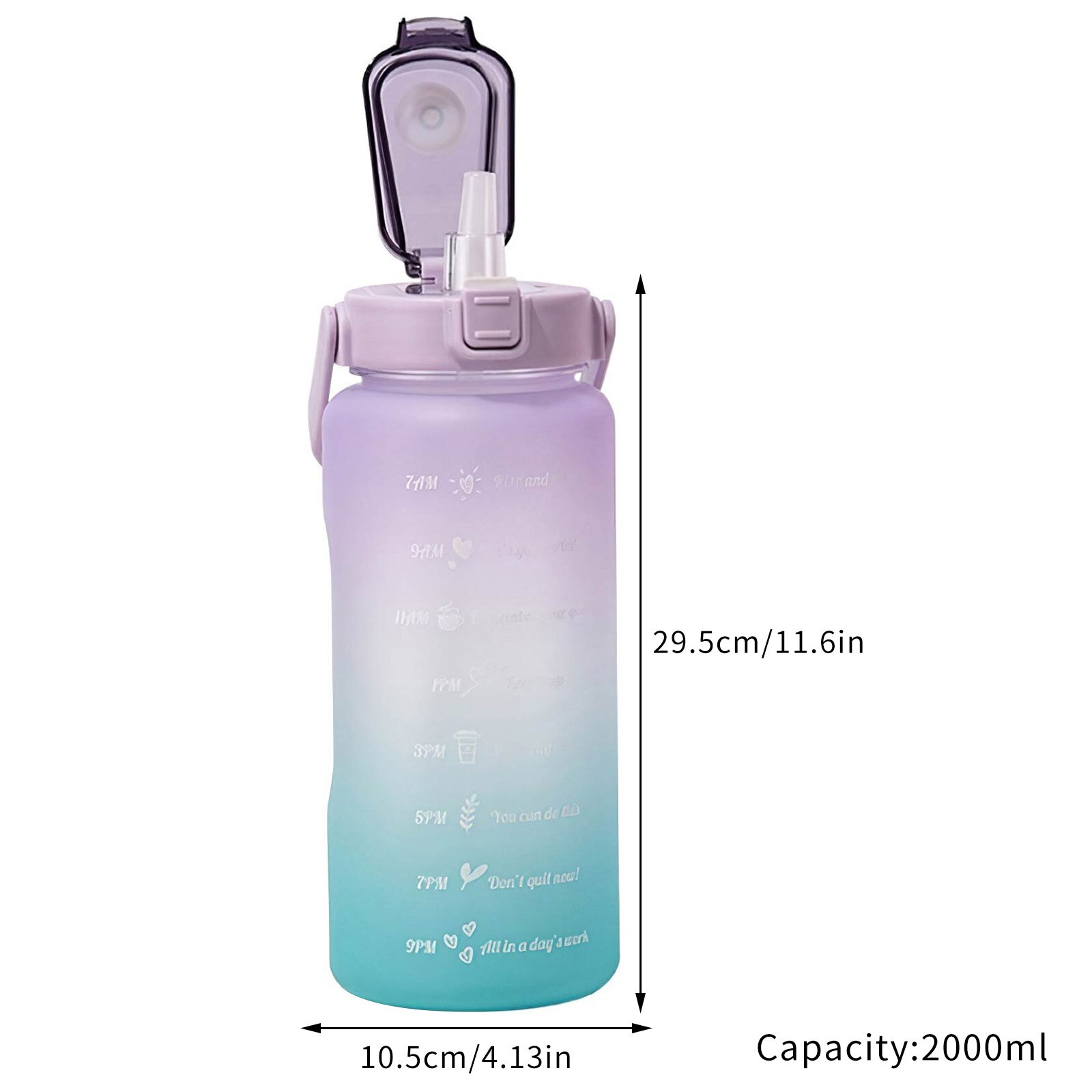 Aufkleber Wasser Flasche Mit Stroh 2000ml Nette Tragbare Skala Flasche Für Wasser Ich bin Freien Reise Wasserkocher Für Erwachsene Studenten Trinken krüge