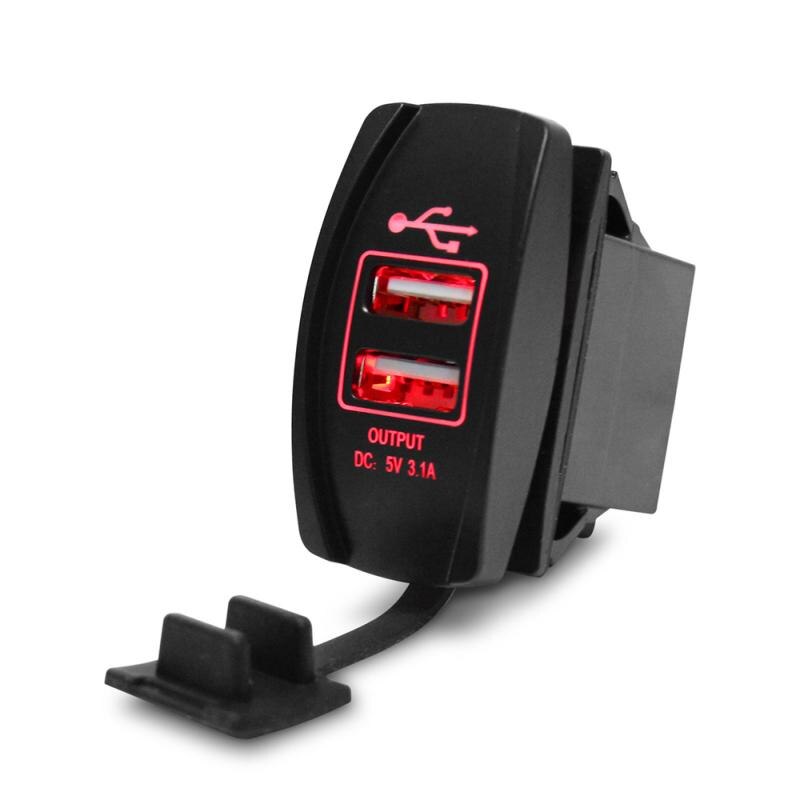 3.1A 12-24V Led Universele Autolader Waterdichte Dual Usb-poort Charger Socket Outlet Voor Motorfiets Auto accessoires Camping: 01