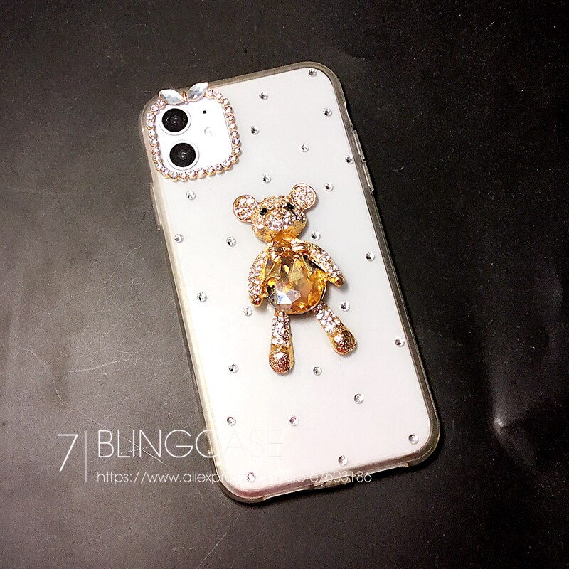 Diament niedźwiedź futerał na telefon do Sony Xperia 5 8 10 Plus 1 XZ4 XA3 Z3 Z5 kompaktowy L1 L2 L3 M5 E5 II Rhinestone skrzynki pokrywa
