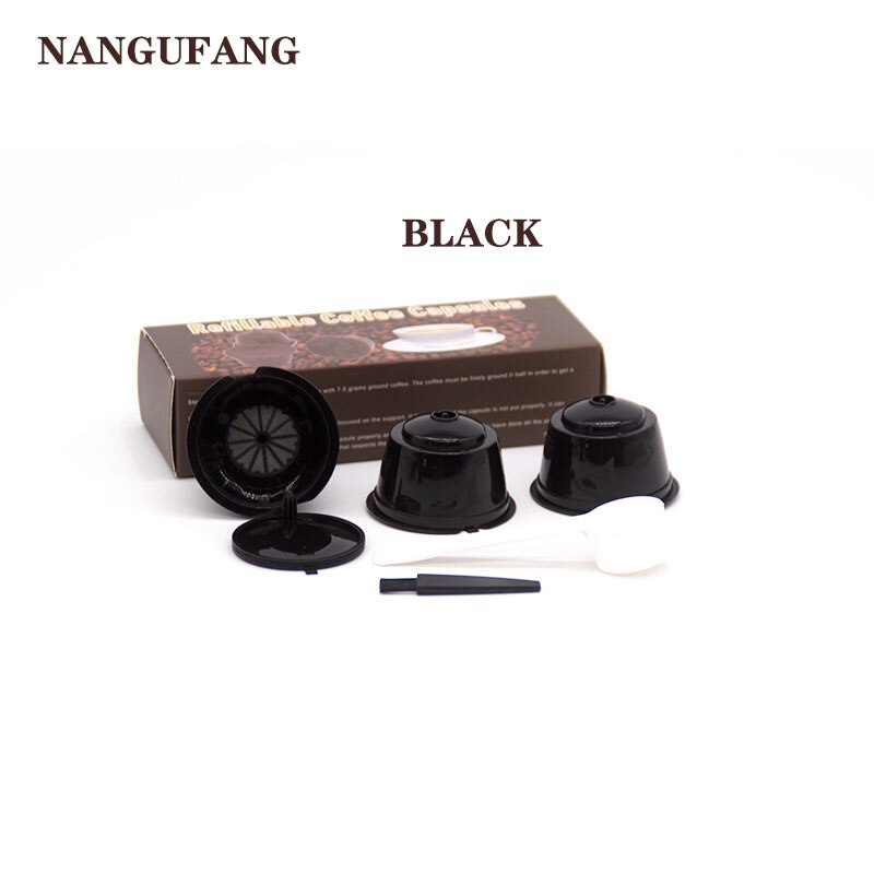 1/2/3pcs reusable coffee filter for Nescafe Dolce capsule filter cup with scoop brush cover，atible Genio Piccolo Esperta Mini Me: 3pcs black