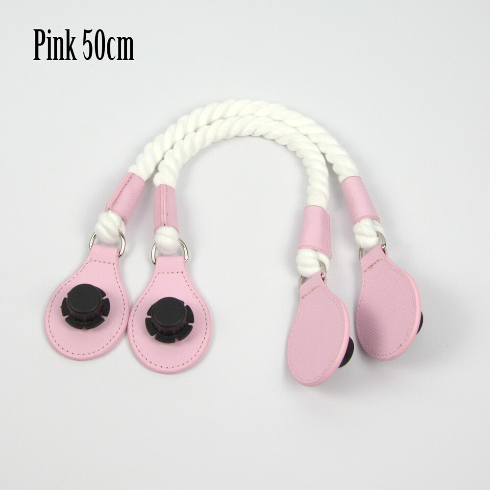 1 paar lange korte zachte witte henneptouw handgrepen met druppels voor o bag obag dames handtas klassieke mini chique stad stedelijke tas: Roze kort