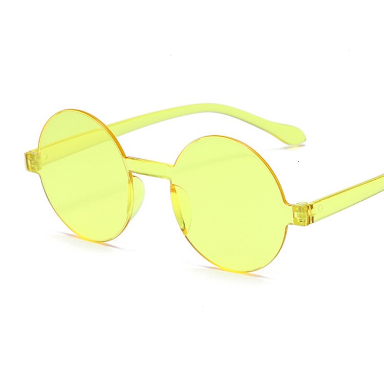 Gafas De Sol redondas y negras Vintage para mujer, De femeninos De anteojos De Sol, sin montura, De gelatina, De Color transparente con espejo: Yellow