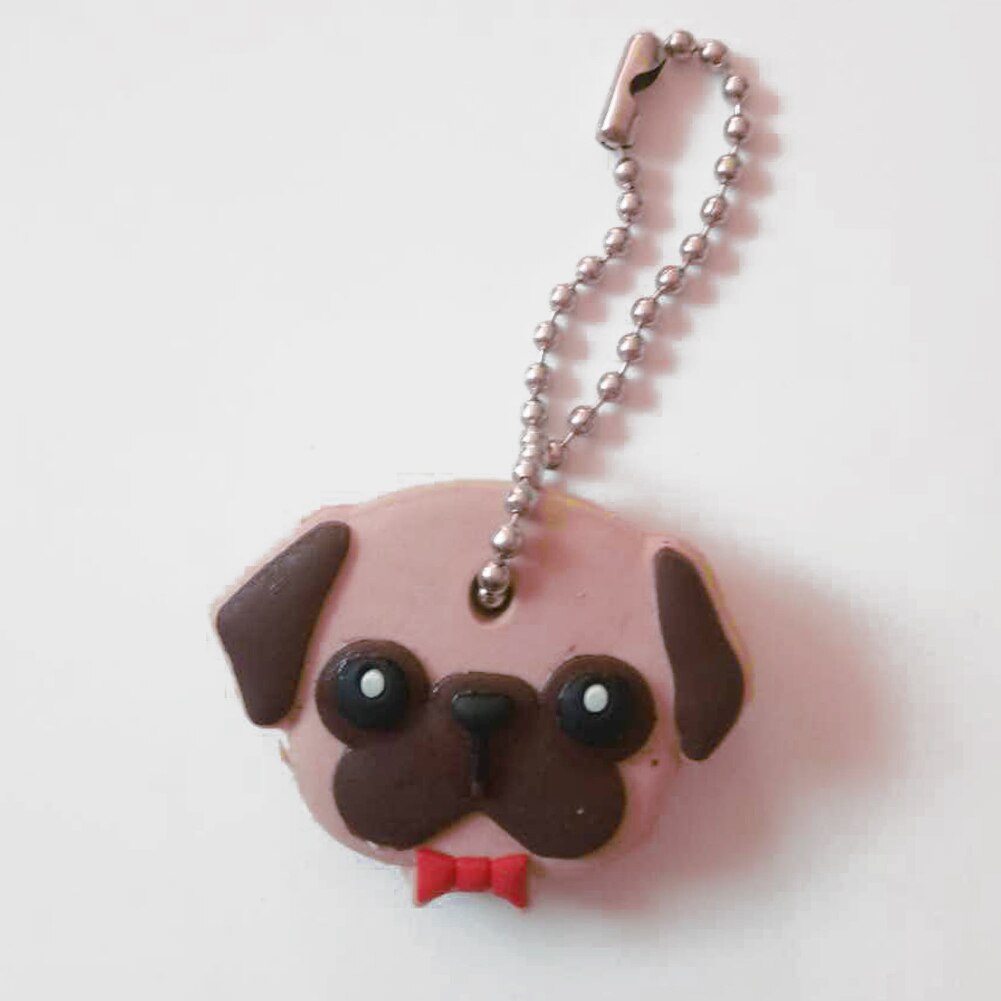 Leuke Sleutelhanger Met Puppy Pug Kat Konijn Klep Cap Grappige Sleutelhanger Dieren Key Case Unisex Vrouwen Kinderen mannen Sieraden