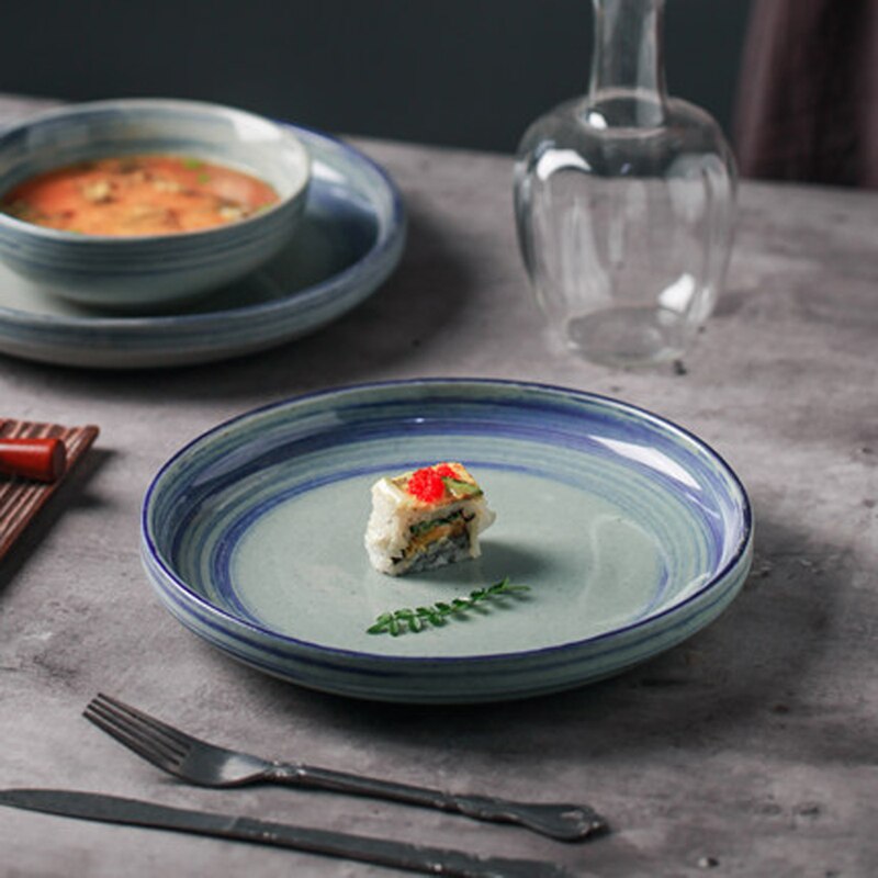 Japanese-style ceramic dishes, western food dishes, household simple commercial breakfast dishes, salad dishes, soup di