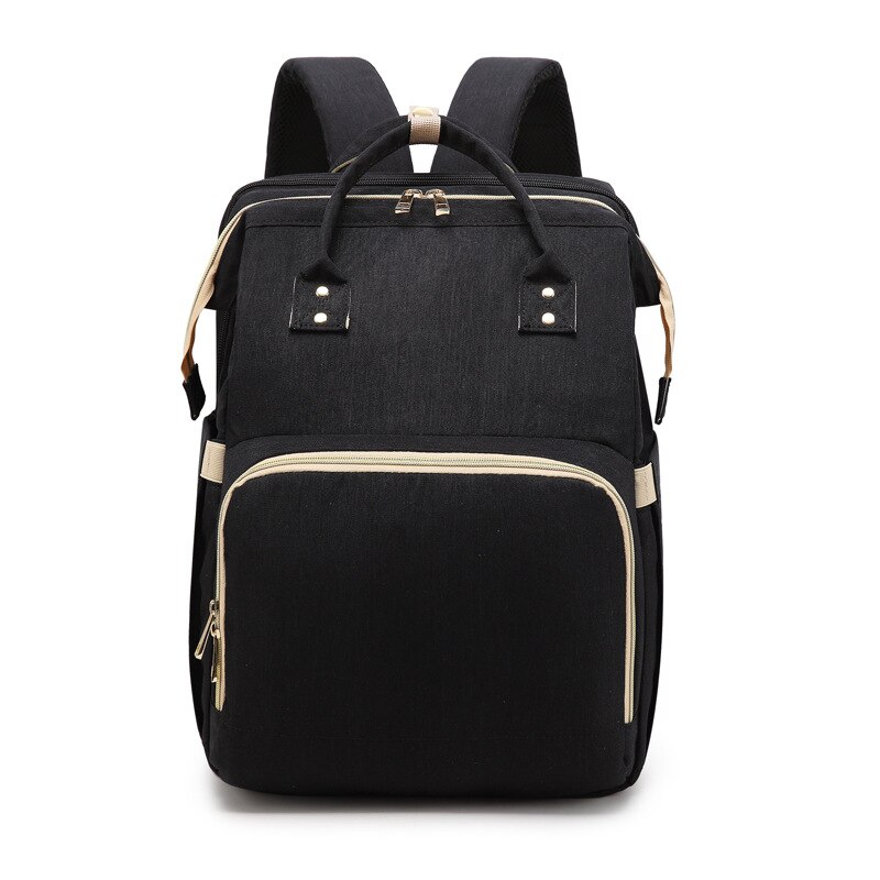 Mode Luiertassen Rugzak Multifunctionele Opvouwbare Baby Bed Wieg Tas Grote Capaciteit Wandelwagen Zak Isolatie Verpleging: Black 1