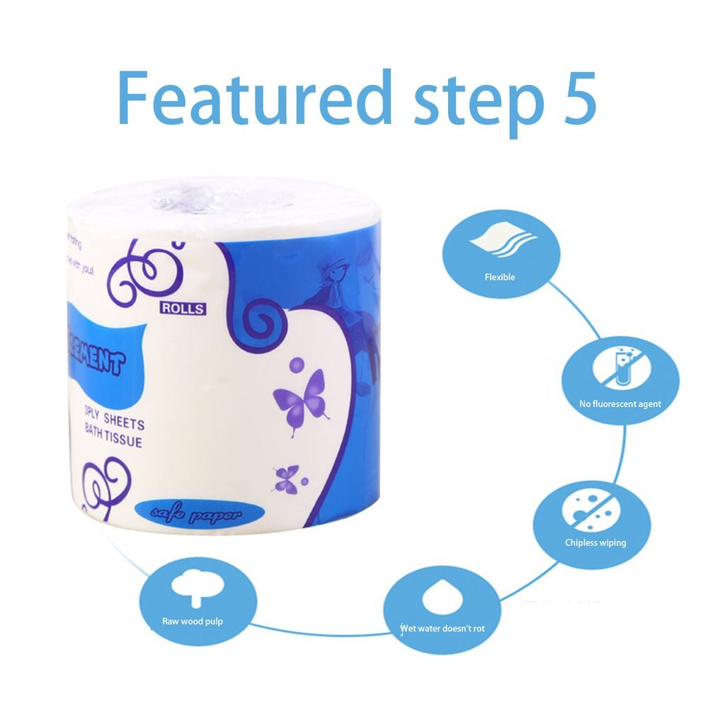 10 Rolls Standard 3-ply Toilet Paper Bulk Rolls Bath Tissue Household Bathroom Soft Paper Towel