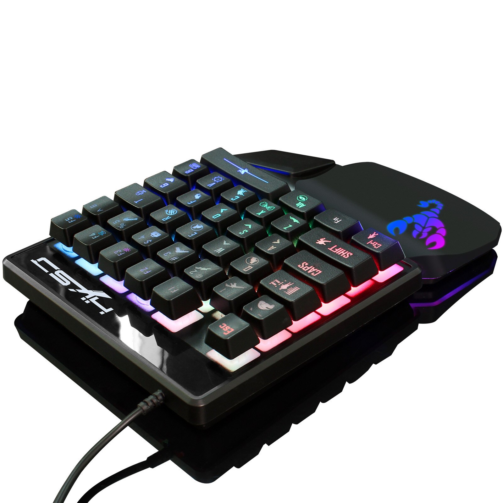 Led Single-Handed Backlit Toetsenbord Muis Set 35 Keys Mini Usb Bedraad Toetsenbord Een Hand Draagbare Mini Gaming toetsenbord