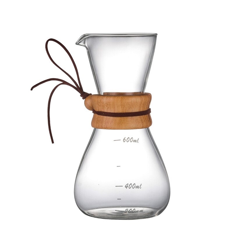 400ml 600ml Resistant Glass Coffee Pot Coffee Maker Coffee Pot Espresso Coffe Machine with V60 Stainless Steel Filter Pot: 600ml without filter