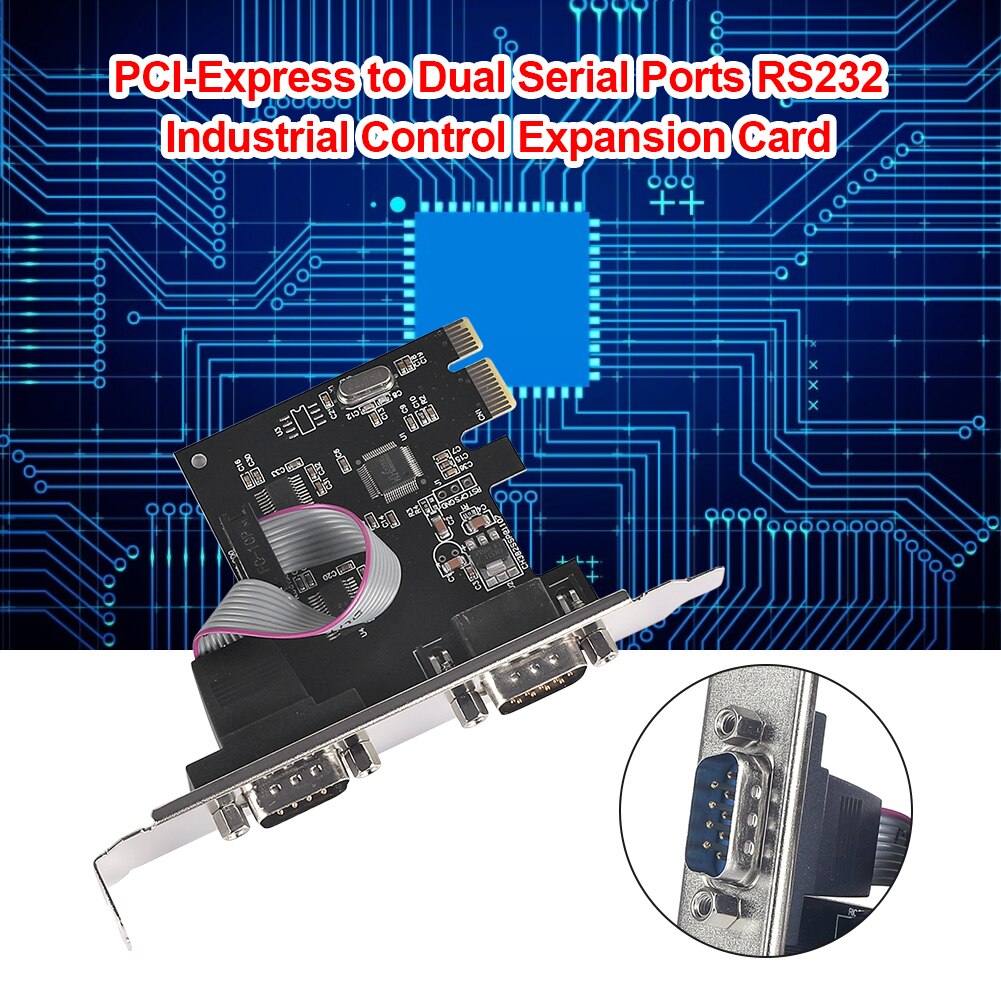 PCI-E Serial Card PCI-Express to Dual Serial Ports COM RS232 Interface Desktop Industrial Control Computer Expansion Card
