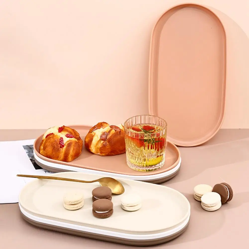 Fruitschaal Dessertbakje Stapelbaar Ovaal Voedsel Dienblad Gratis Botenschotel Snackbord Herbruikbaar Gladde Rand Voedselbord voor Keuken