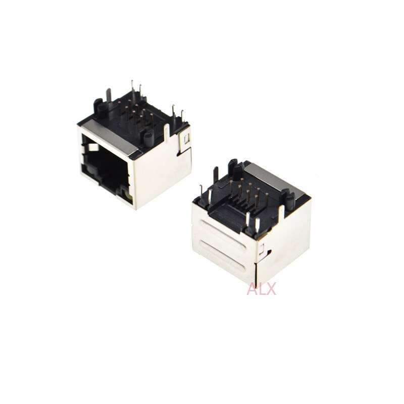 10 stk  rj45 netværk ethernet hunstik med lys ret vinkel 56 8 p 8c hun jack stik