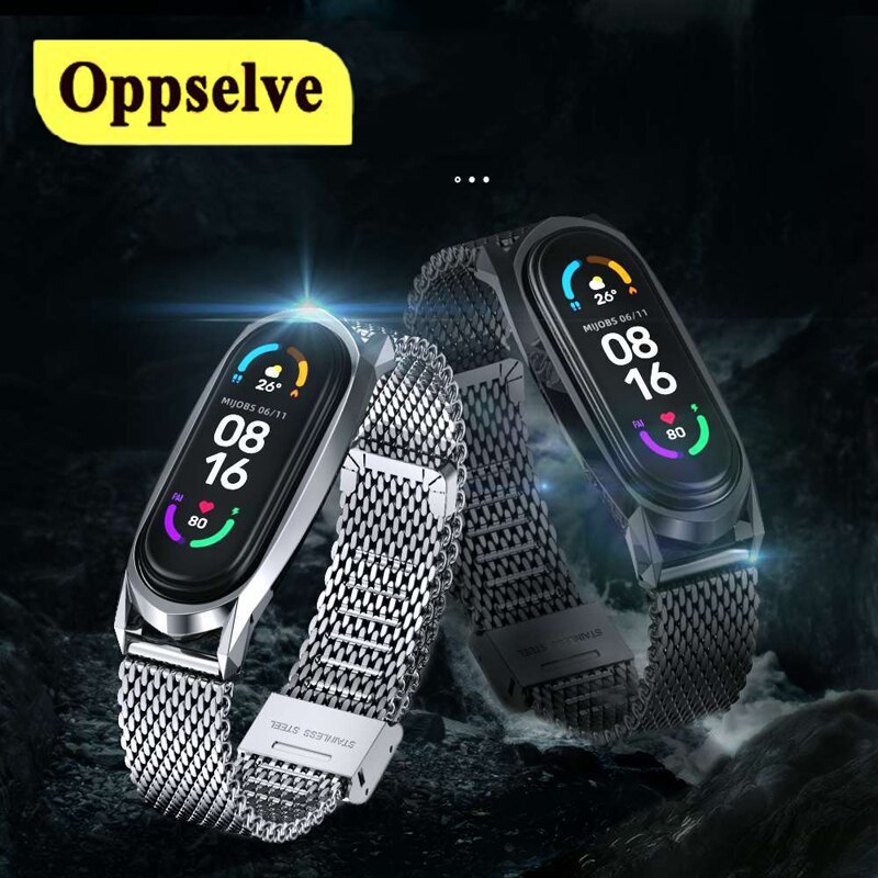 Correa de Metal magnética para Xiaomi Mi Band 4 y 3, repuesto de pulsera de acero inoxidable sin tornillo