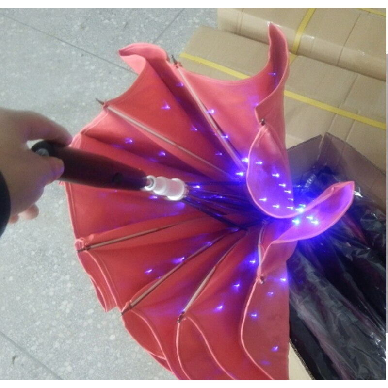 16%, forsyning ledet lys uv paraply med lommelygtefunktion lysende dekorativ paraply til fotografering sceneoptræden dekor: Rød