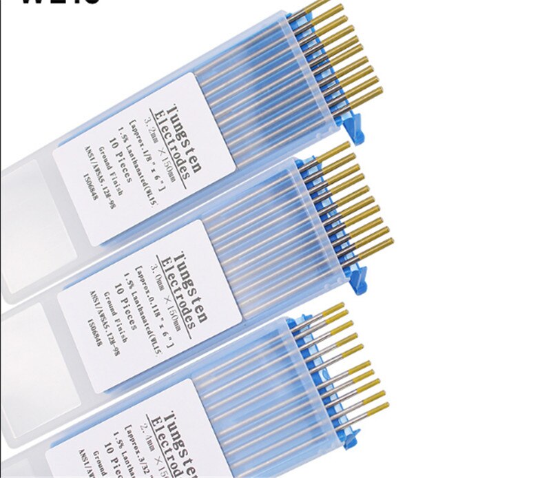 WL15 10 Stuk Gouden Kleur 1.0/1.6/2.0/2.4/3.0/3.2/4.0Mm * 150Mm Lanthanated Wolfraamelektrode Hoofd Wolfraam Naald/Staaf Voor Wel