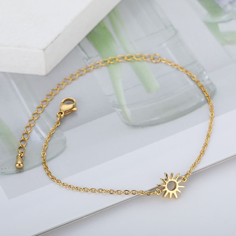 Schmuck Sonne Hohl Paar Armbänder Für Frauen Edelstahl Kette Armbinde Jahrgang Sonnenblumen Fußkettchen Boho Fuß Zubehör