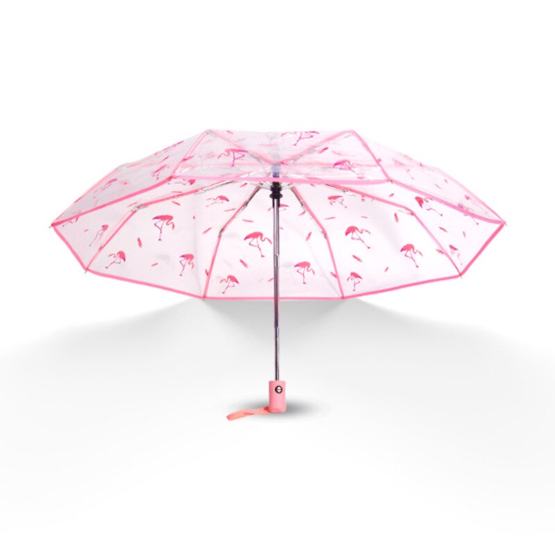Fille multicolore ensoleillé pluie parapluie Transparent pliant parapluie complètement automatique parapluie léger trois fois parapluie