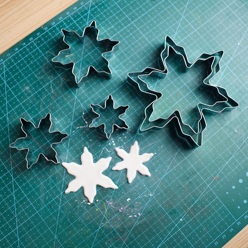 Jul snefnug rustfrit stål skæreform diy keramik keramik keramik ler ler snefnug mønster skæreværktøjer