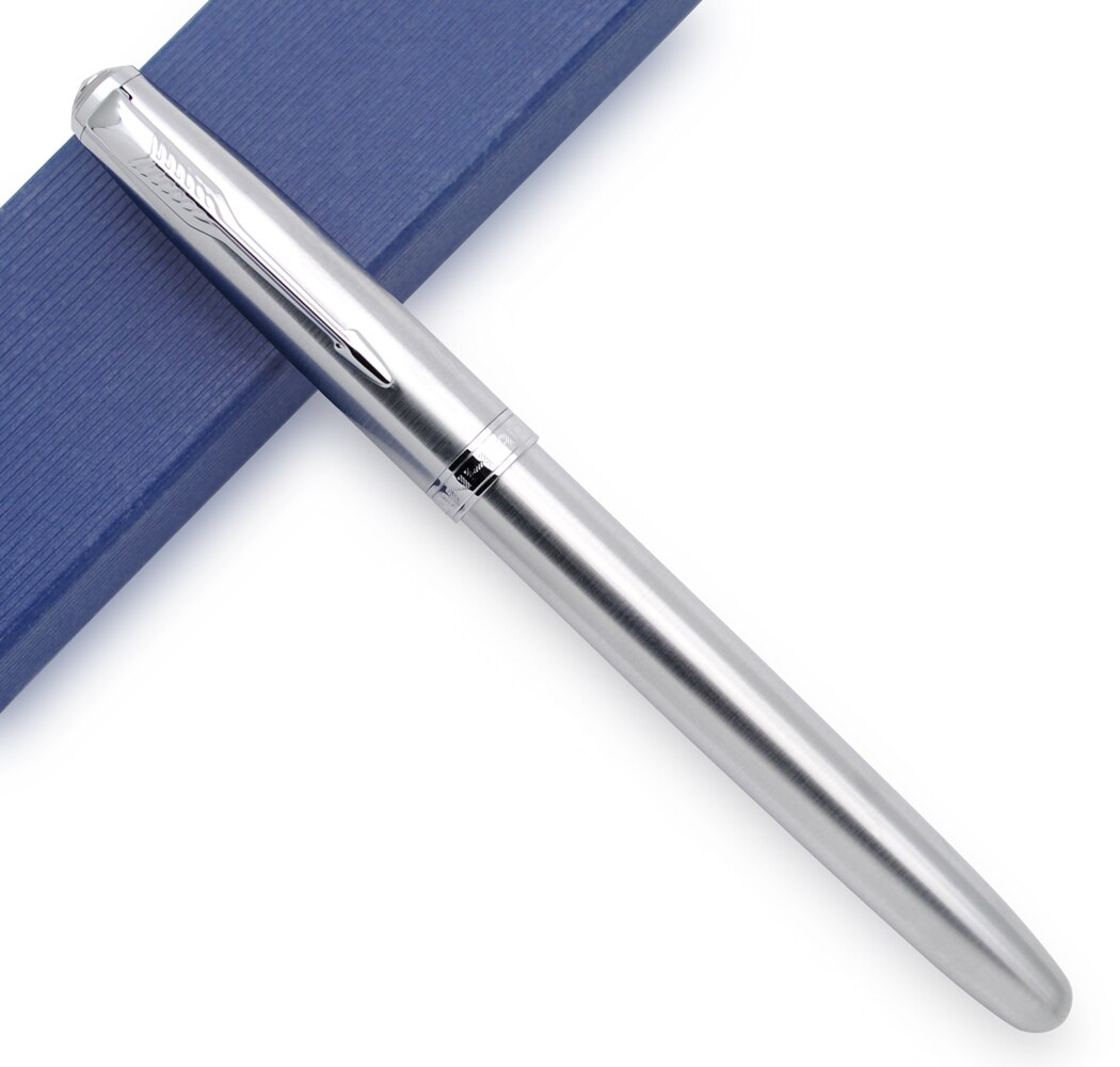 Jinhao 85 Metal/Wood Fountain Pen Golden Cap Extra Fine Nib 0.38mm Ink Pen: Steel Body