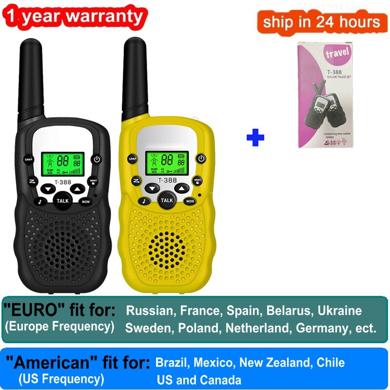 2 pezzi Walkie Talkie bambini Celular giocattoli ricetrasmettitore portatile evidenzia telefono Radio interfono bambini Talkie Walkie regali di compleanno: 1 Black 1 Yellow