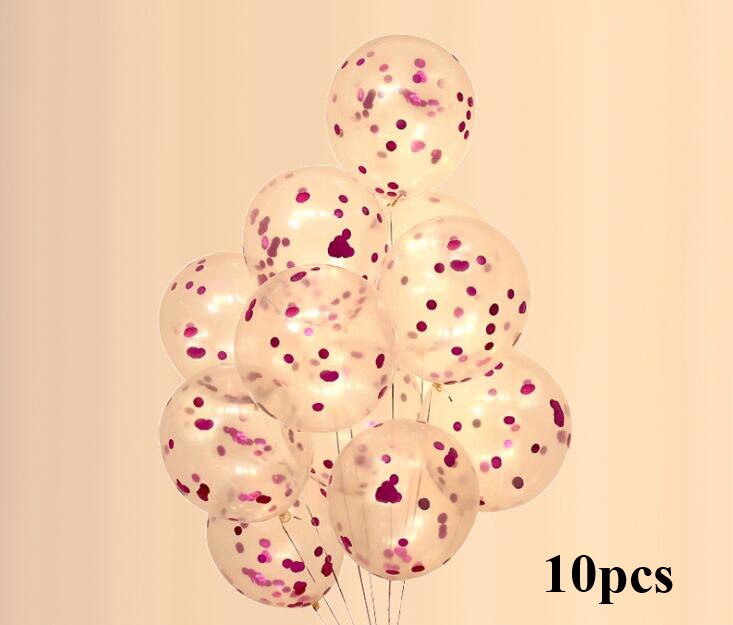 10pcs/lot Clear Balloons Gold Star Foil Confetti Transparent Balloons Happy Birthday Baby Shower Wedding Party Decorations: rose red
