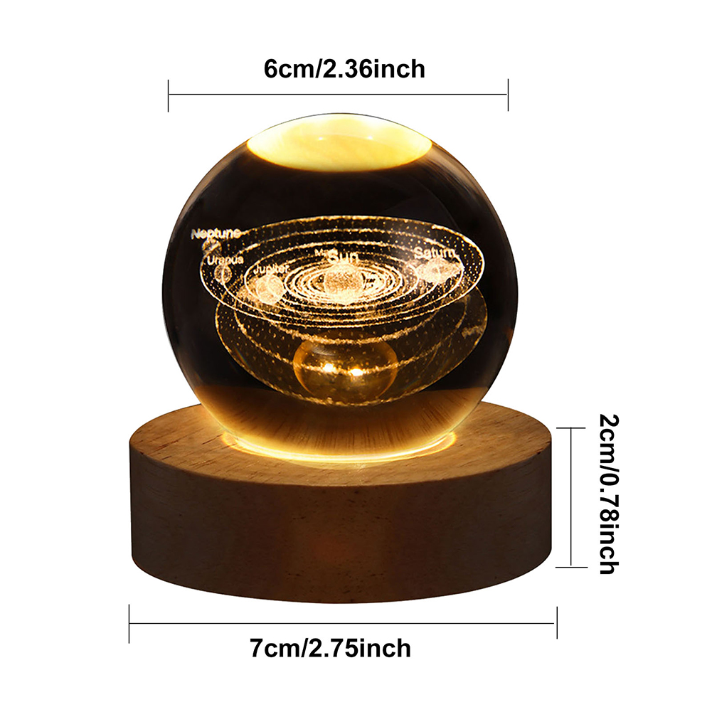 LED Kristall kugel Nachtlicht USB Aufladen 3D gravierte Mond Planet Galaxie Astronaut glühenden Kristall kugel Tisch lampe Geburtstags: Licht Grau