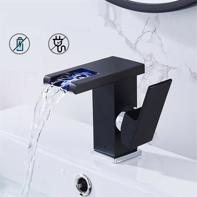 Schlecht Wasserfall LED Waschbecken Wasserhahn Glas Wasserfall Durcheinander Becken Wasserhahn 203F