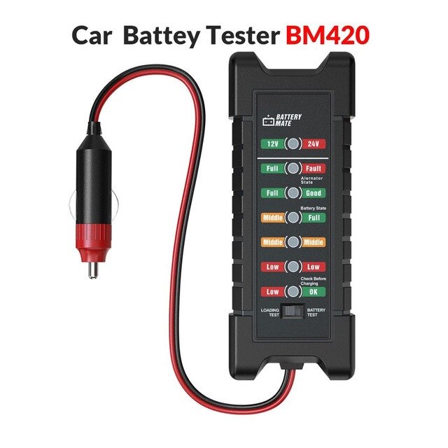 12V 24V Car Battery Tester Quick Cranking Digital Tester Alternator 7 LED Display Auto Alternator State Diagnostic Tools: BM420