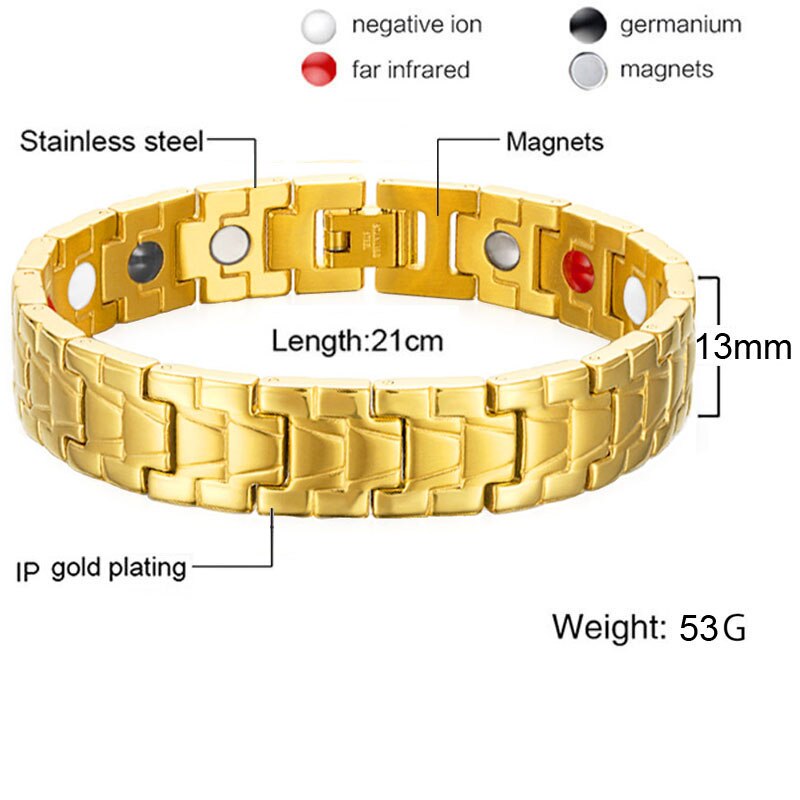 99.99% Pure Germanium Gezondheid Armband Voor Mannen Vrouwen Korea Populaire Rvs Magnetische Toermalijn Energie Power Sieraden: 14