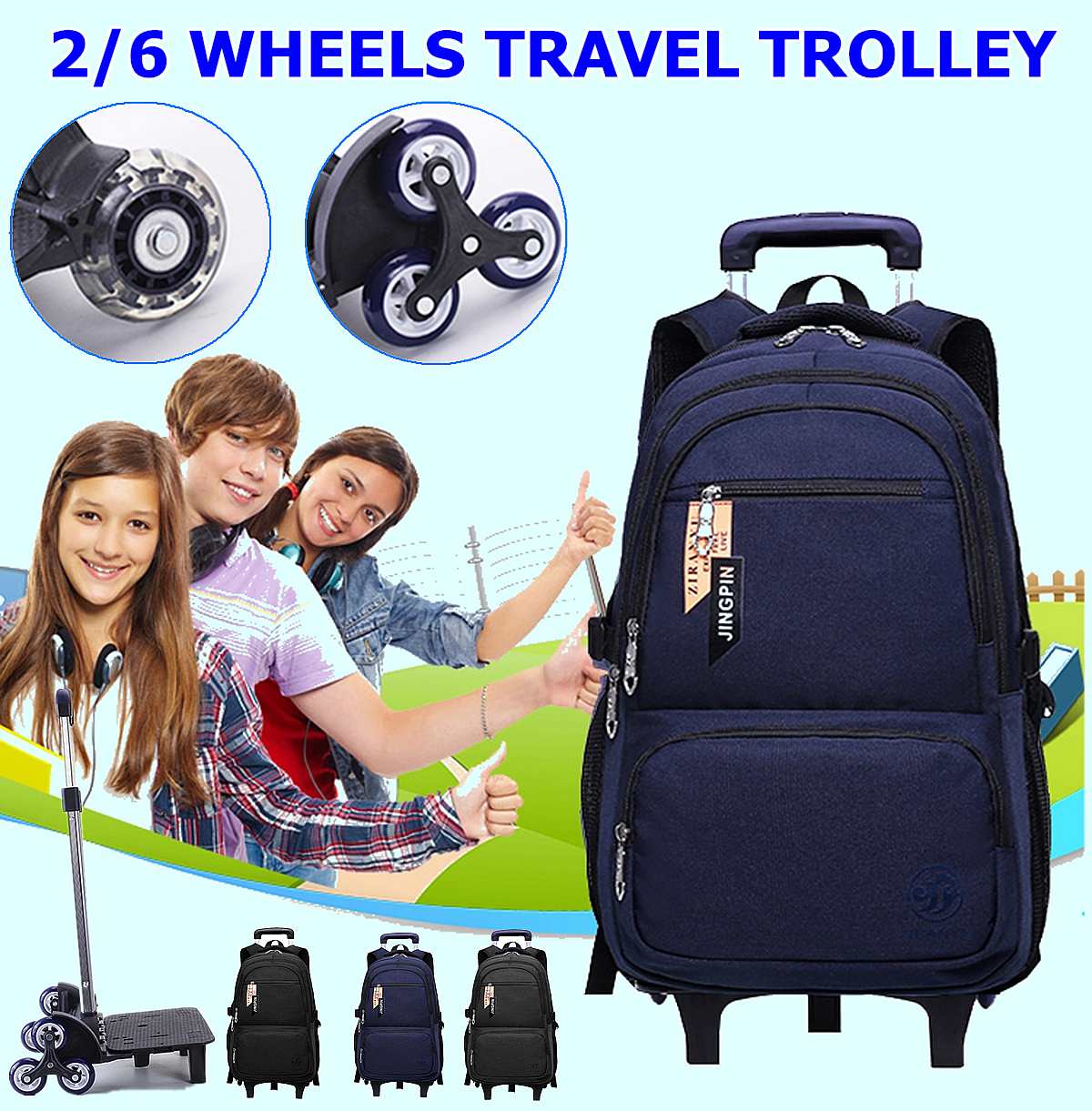 Highcapacity Student Shoulder Backpack Rolling Luggage Children