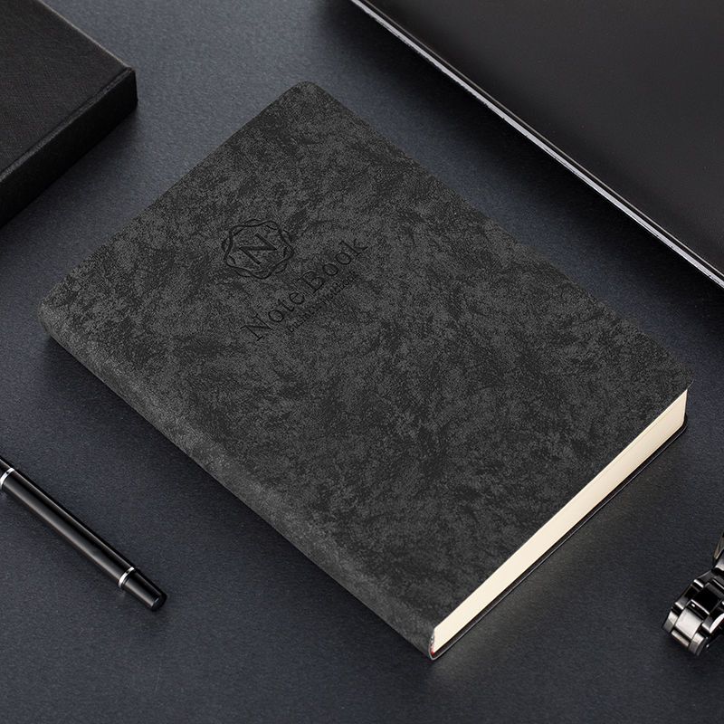 400Pages B5 Super Thick Wax Sense Leather A5 Notebook large Business Office Daily Work Notepad: black / A5 15.8 x 21cm