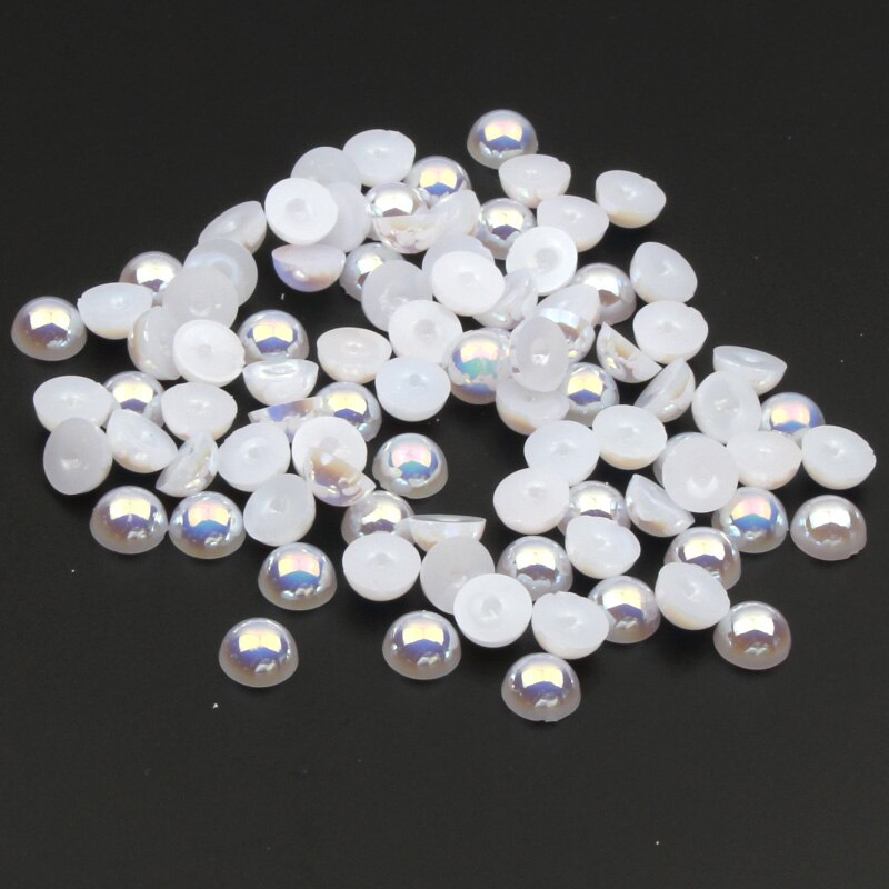 2-10mm White Ivory Half Round Pearl Beads Craft Cabochon Scrapbook Decoration Flatback Nail Art Garment Beads DIY: White / 2mm 1000pcs