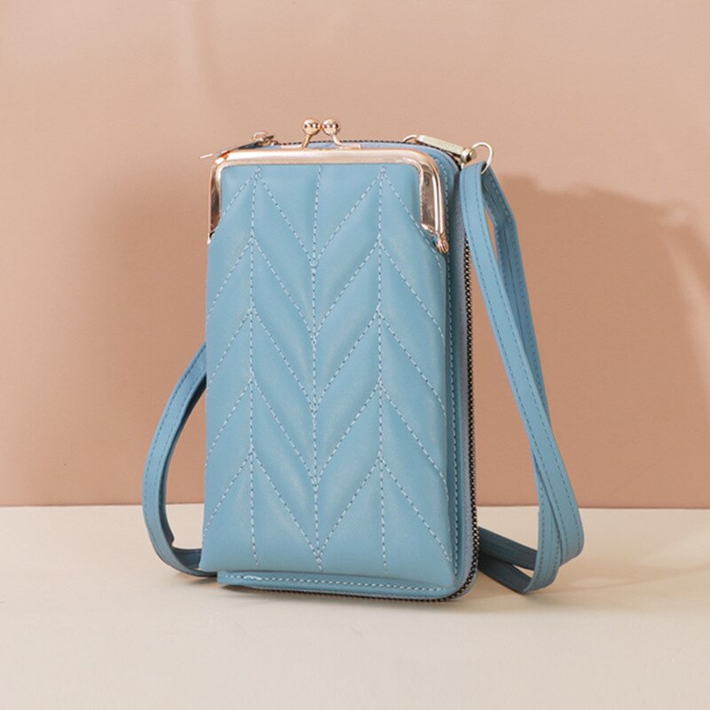 Clip Phone Pocket Shoulder Bag for Women Soft Pu Leather Female Small Crossbody Bags Ladies Messenger Purse Handbag: Blue