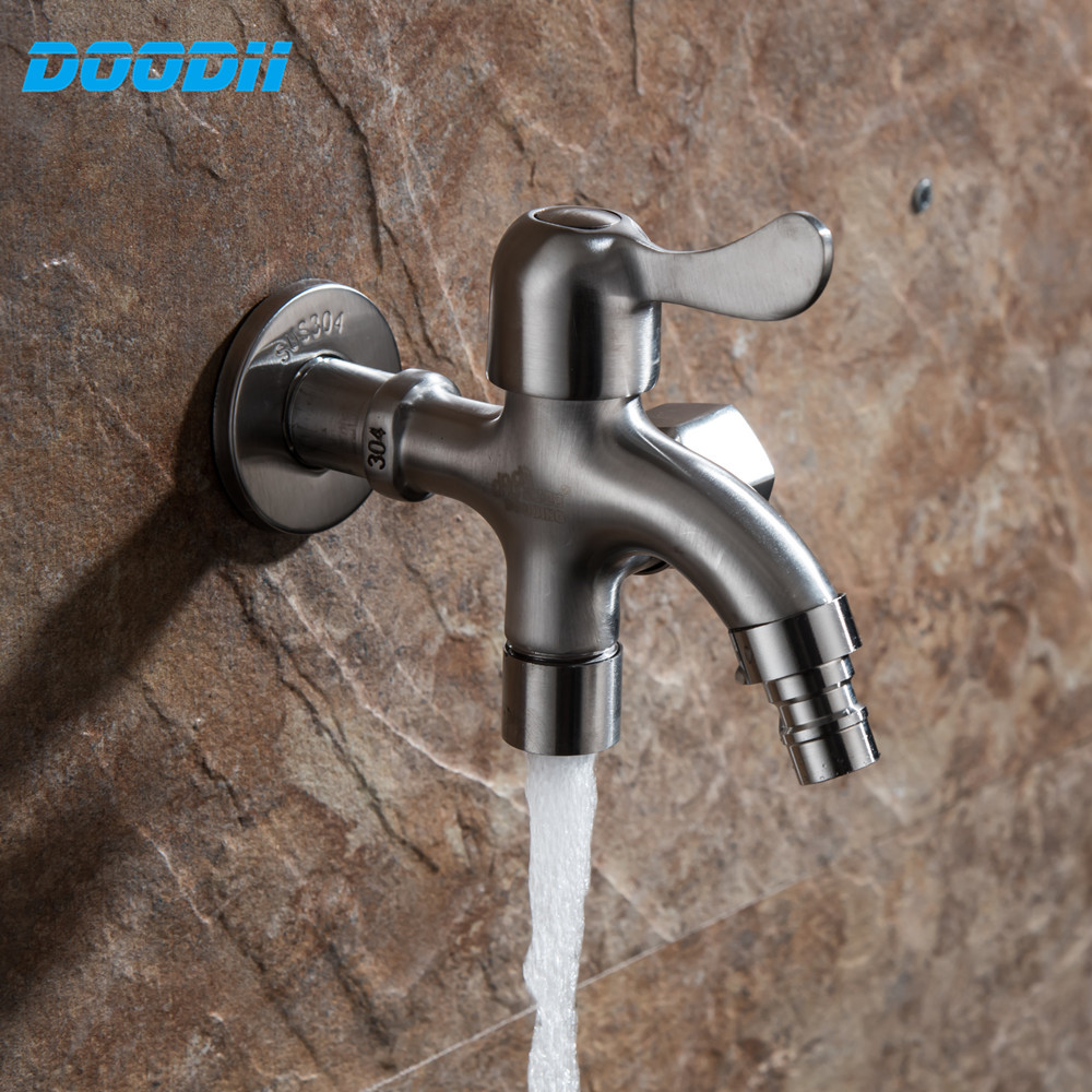 Doodii 304 Stainless Steel Washing Machine Faucet Double Use Bibcock Laundry Mop Pool Tap Dual Handles Washing Machine Taps