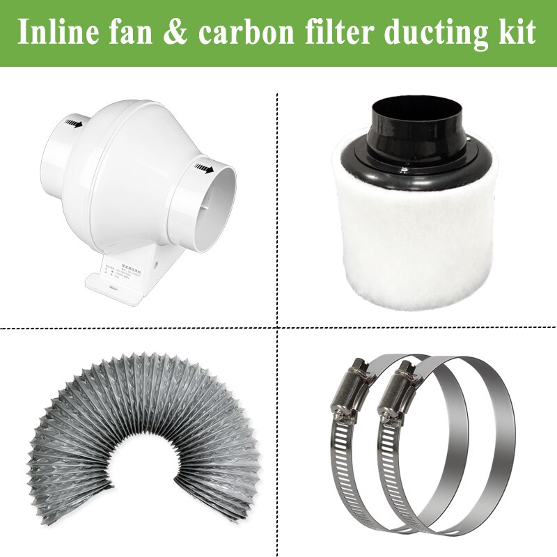 Ventilateur intérieur pour tente de culture, 4 pouces, ventilateur, filtre à Air en carbone, ventilateur pour conduits de croissance complets