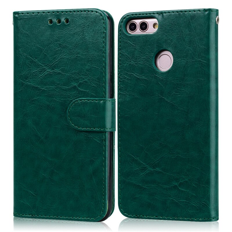 Huawei P Smart Leder Flip Telefon Fall Für Huawei P Smart Abdeckung ABB-LX1 5,65 zoll Coque fall Für Huawei P Smart Funda: Dark Green