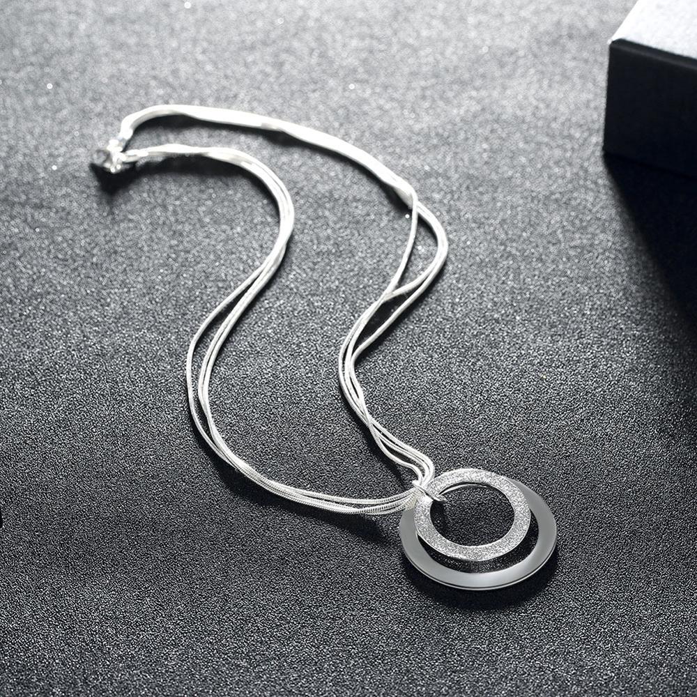 AGLOVER 925 Sterling Silver 18 Inch 3 Snake Chain 2 Frosted Circle Pendant Necklace For Woman Man Wedding Jewelry