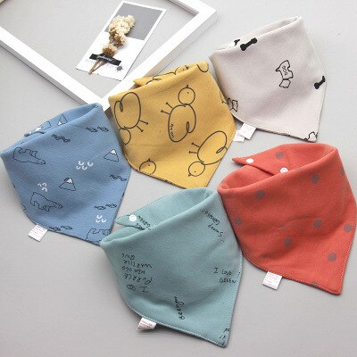 5Pcs Slabbers Bandana Katoen Babyvoeding Schort Driehoek Leuke Baby Slabbetjes Meisjes Jongens Cartoon Voeden Sjaal Kraag Bib burp Doek