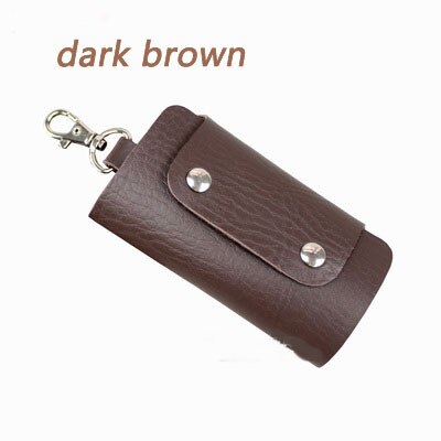 Key Wallet Purse Cheap Candy Colors Women Men's Pu Leather Pocket Keys Organizer Holder Pouch Case Bag for Car: Dark brown