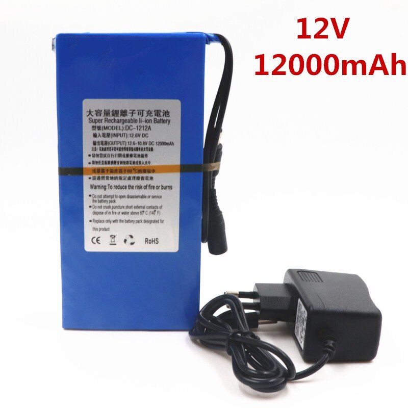 100% Duurzaam Dc 12V 12000 Mah Hoge Capaciteit Lithium-Ion Oplaadbare Batterij Ac Charger (Us/Eu Plug Gratis