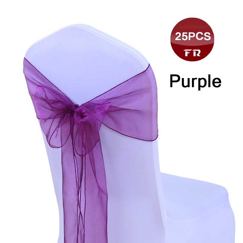 25pc farverige organza sløjfer vævet tyl rulle bryllupsfest dekoration bordløber organza gaze stol sashes sløjfe