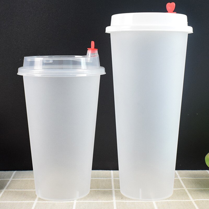 50pcs transparent disposable cups 360ml 500ml cold drink thick plastic cups birthday party favors cup with lid