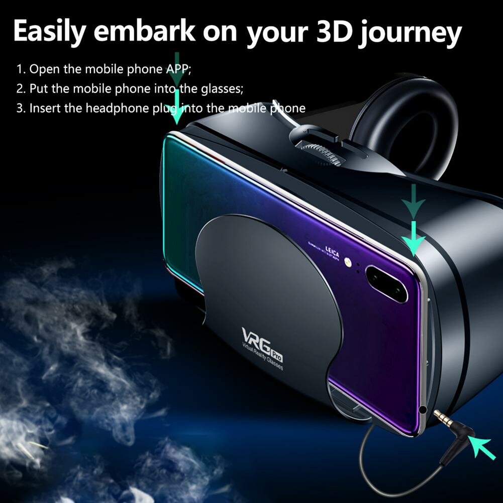 Gafas de realidad Virtual 3D para miopía, lentes de realidad Virtual compatible con auriculares, binoculares para iPhone 12, 12Pro, Huawei P40 Pro, 0-800